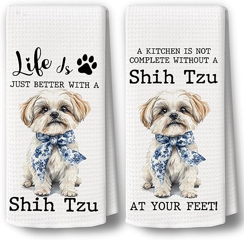 BCUANGD Shih Tzu Dog Kitchen Towels Decor Set of 2 - Chinois