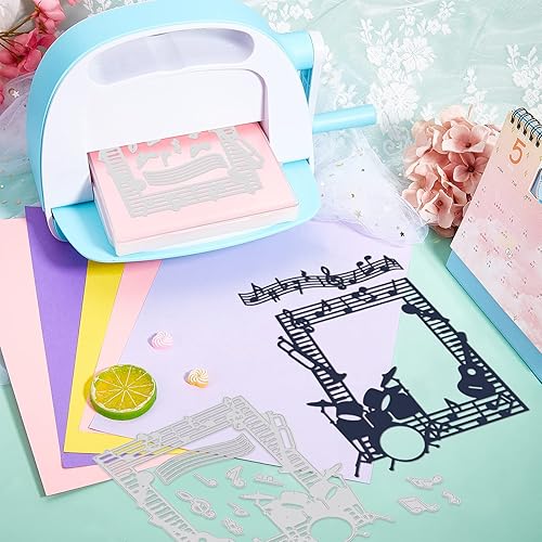 Miniatura 8 de GLOBLELAND Troqueles de corte de marco temático de música, tambor de guitarra, acero al carbono, plantillas de plantilla, teclas de piano, troqueles