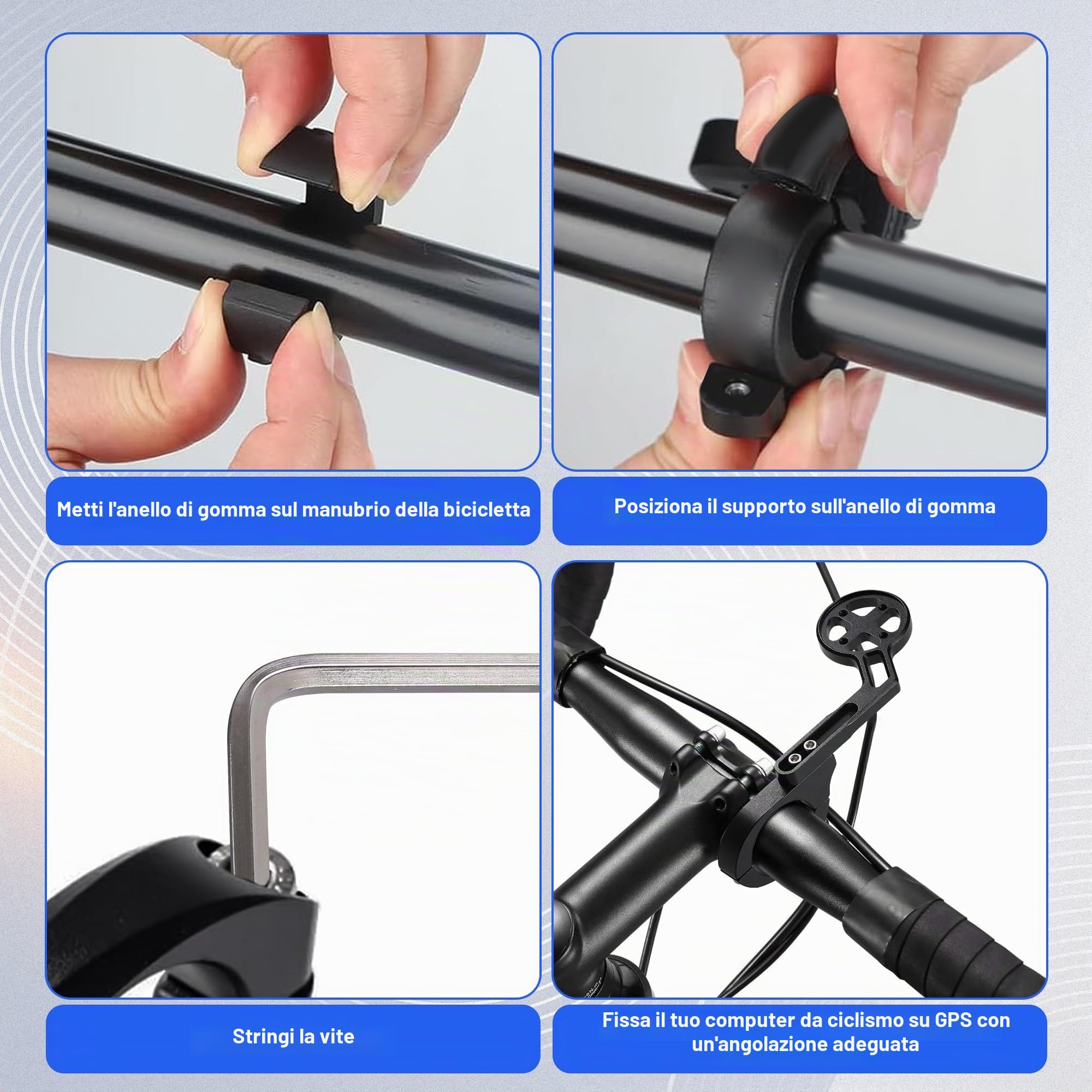 Supporto per Bicicletta Anteriore Compatibile con Garmin e Bryton, Supporto per Ciclocomputer da Bicicletta con Porta Luci Regolabile, Staffa Manubrio per Manubri di Dimensioni 20-40 mm, Nero