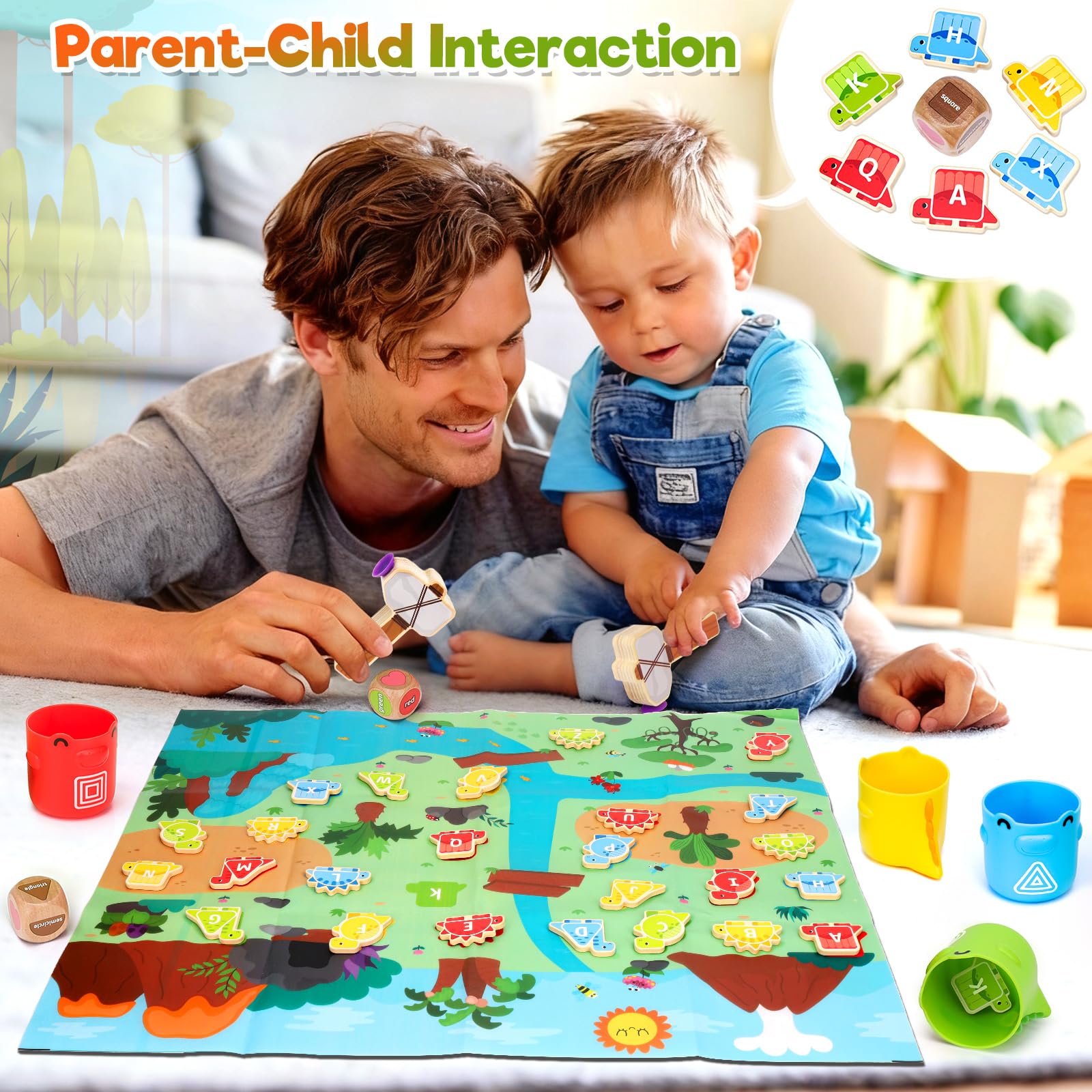 ZippyZoom Montessori Dinosaur Sorting Toddler Toys: Wooden Alphabet Matching Game for Toddlers 1-3 - Image 3