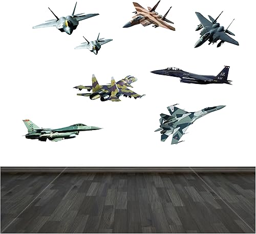 Miniatura 2 de Fighter Jets - Calcomanías gigantes (8 piezas) - Calcomanías de pared extraíbles y reposicionables para cualquier habitación de niños.