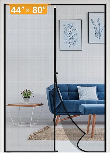 Miniatura 36 de Yotache - Puerta mosquitera magnética estrecha para puerta de 26 x 78 pulgadas, tamaño de malla de 28 x 79 pulgadas, malla de fibra de vidrio Negro