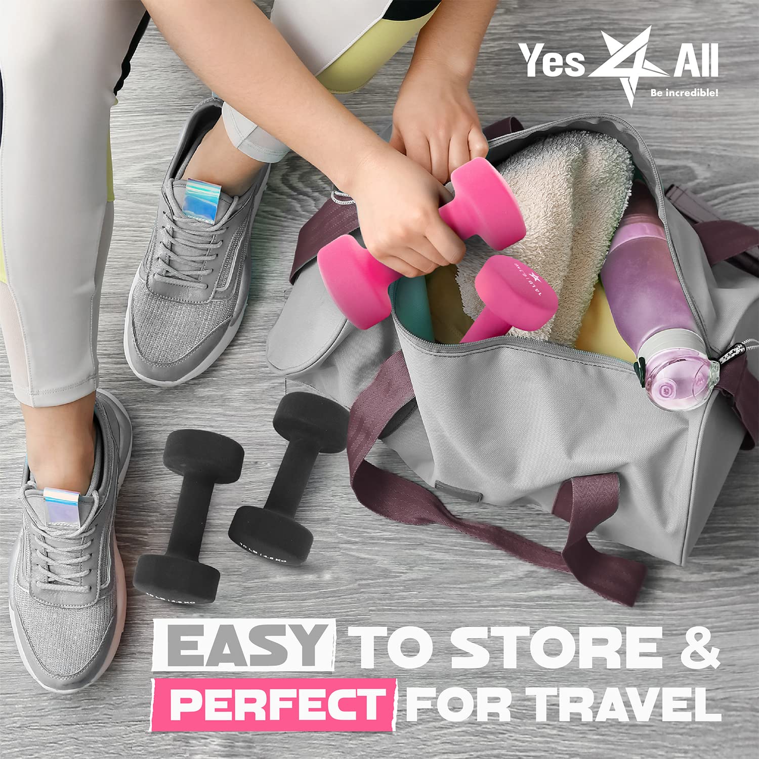 Yes4All Hanteln Neopren Set Hexagon Kurzhanteln (2er Set) mit Mehrere Gewichte Option (0,9kg bis 6,8kg)