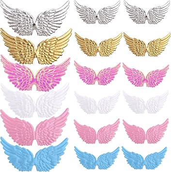 20 Pieces Angel Wings Patches Fabric Embossed Wings Clothes Applique Sew on Embroidered Patch for DIY Crafts Decoration Hair Accessories