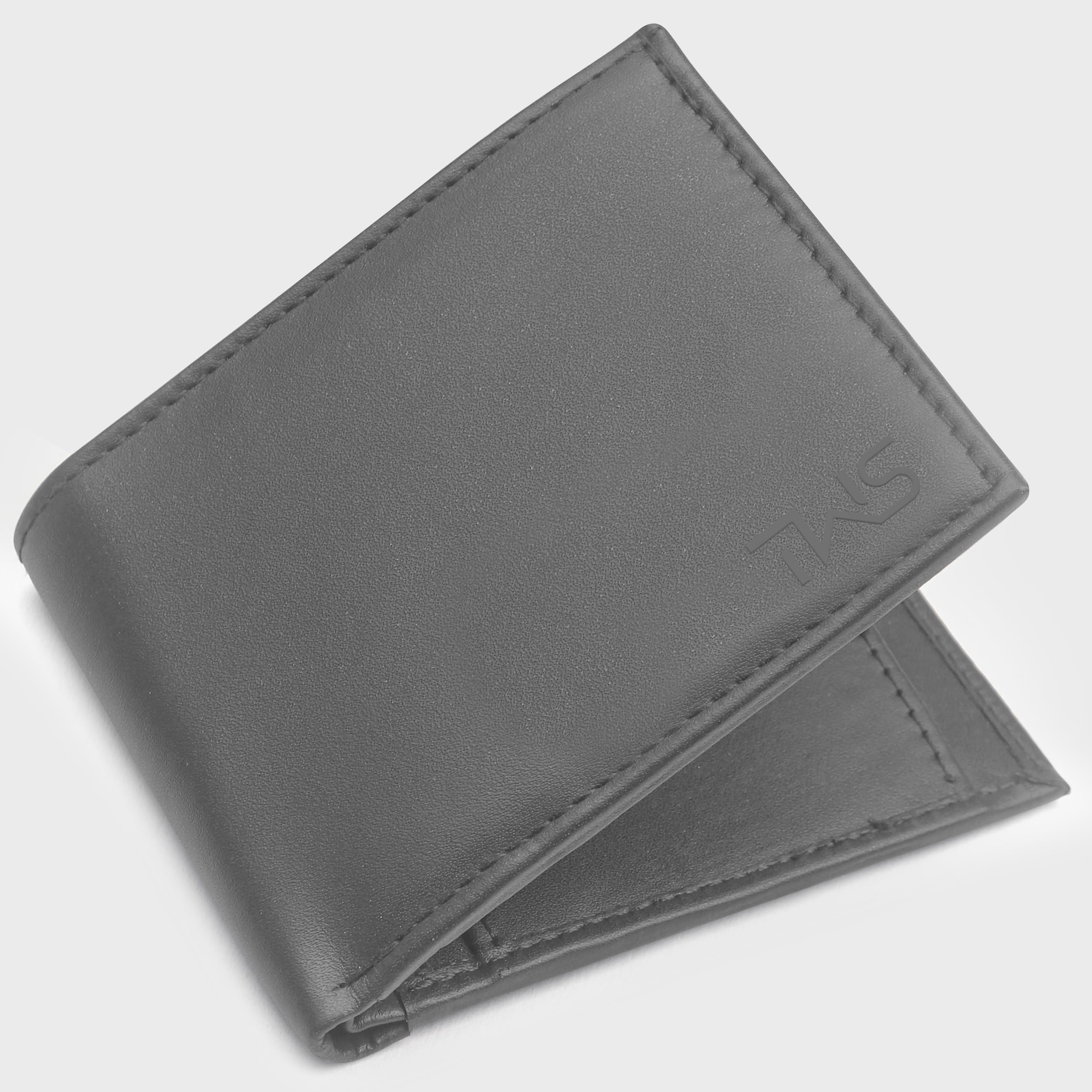 The Wallet Store Solid Leather Wallet For Men - Grey