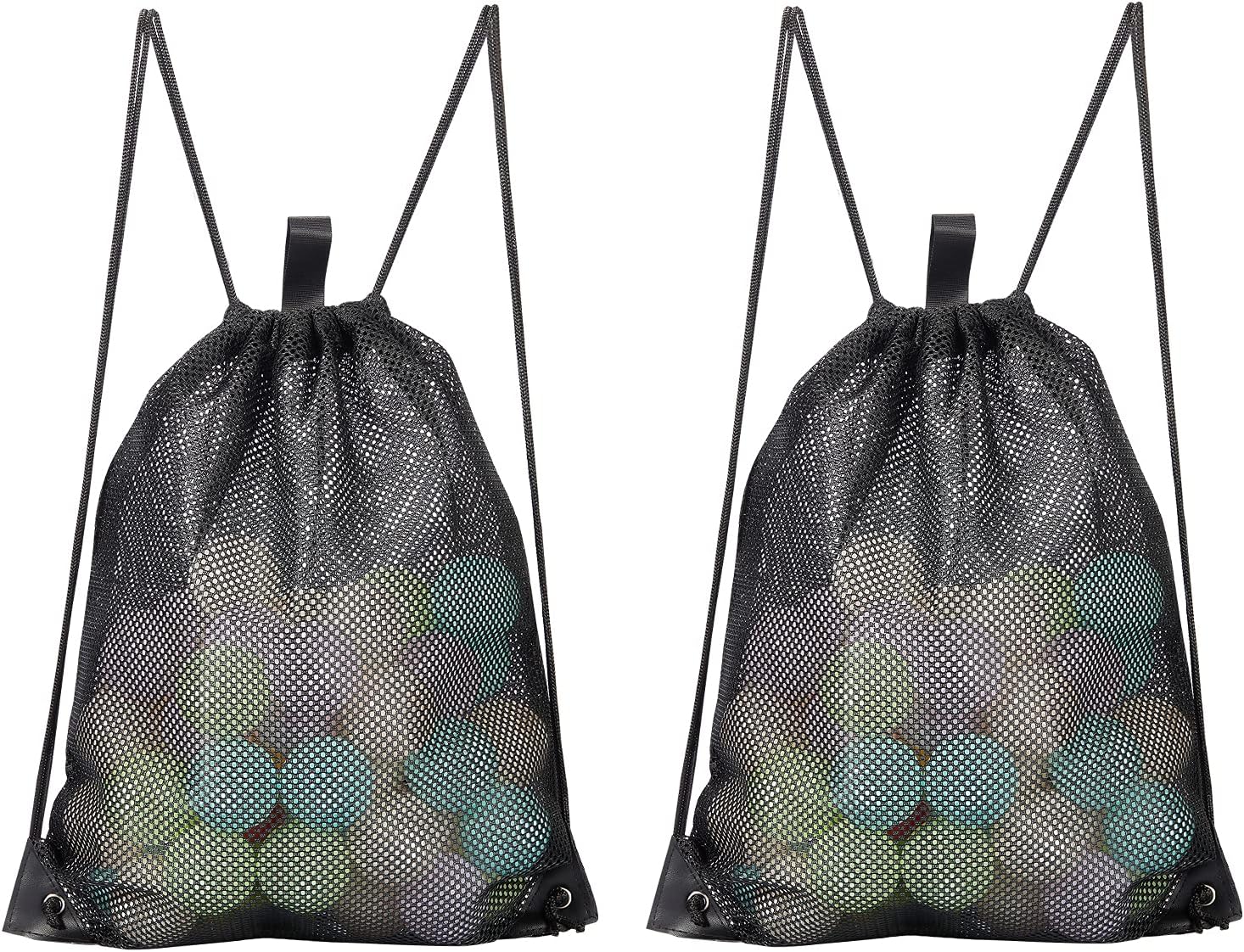 HAOGUAGUA 2PACK Mesh Drawstring Bag, Mesh String Bag for Gym Laundry Seashell and