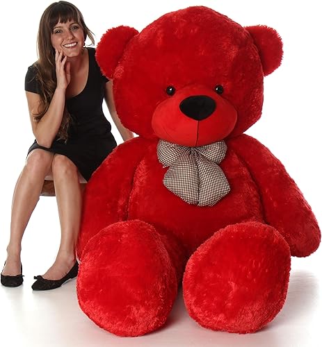 Miniatura 3 de Giant Teddy Brand - Oso de peluche grande de 6 pies de tamaño real rojo rubí