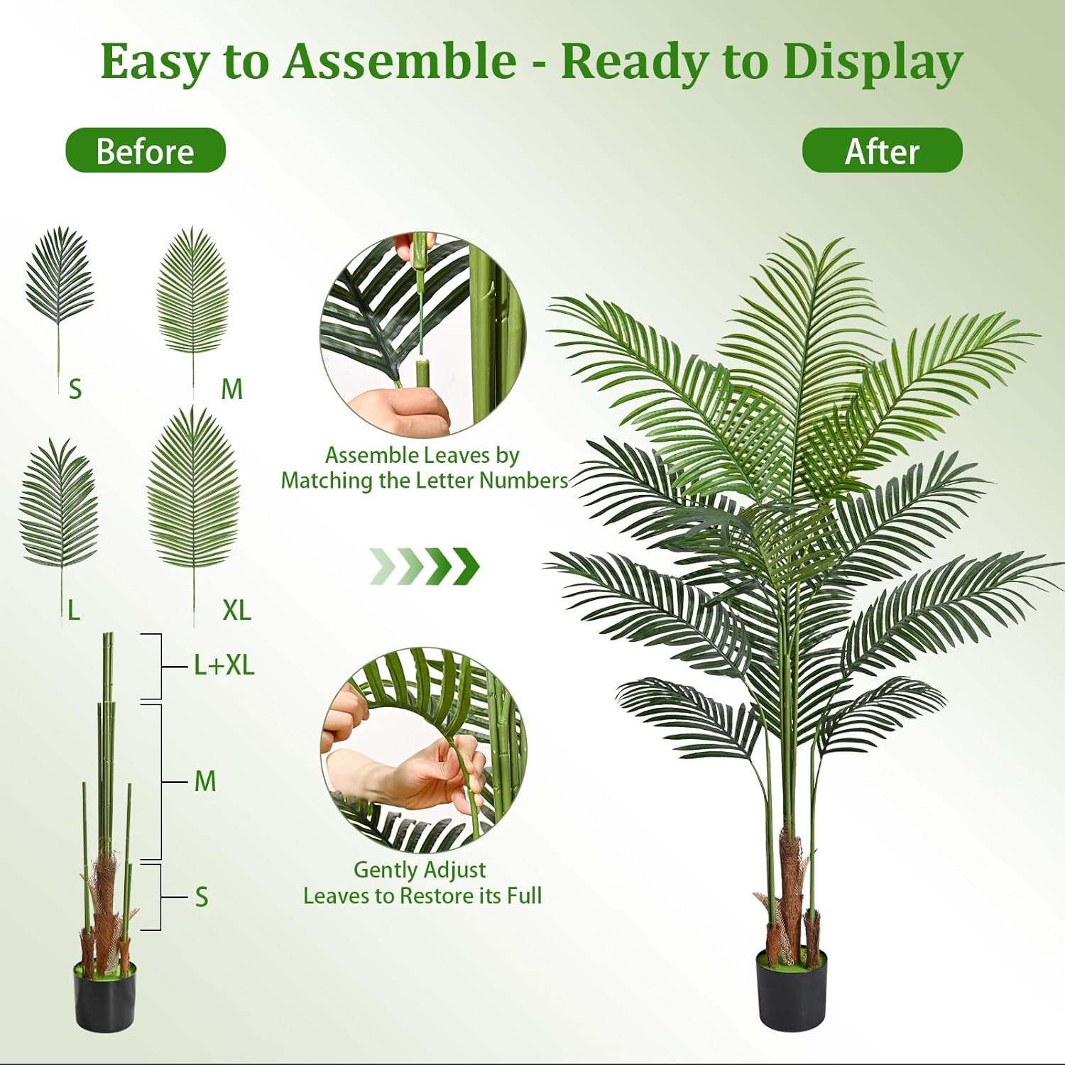 Yastouay 5.2 FT Artificial Plants Indoor, Tall Plant Palm Tree with Weighted Planter, Tropical Fake Tree with Realistic Leaves & Trunks for Home Office Living Room Bedroom Indoor Outdoor Decor