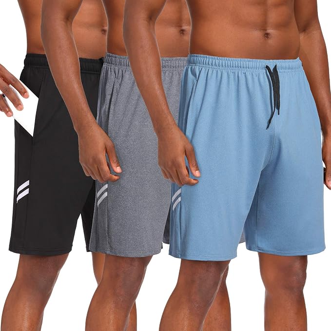 Ouber Pantaloncini Uomo In Rete Con Tasche - Dry Fit Per Palestra, Basket E Tempo Libero - 4