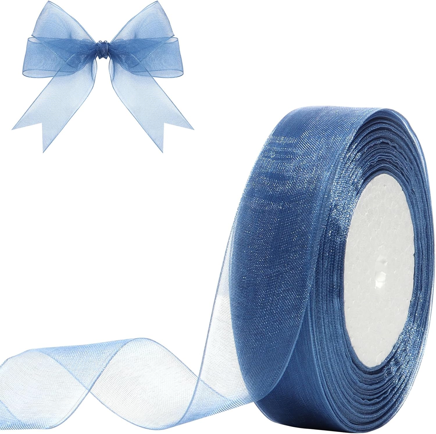 Amazon.com: Hiswan 1 inch Sheer Organza Ribbon 50 Yards Royal Blue ...