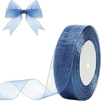 Vista 30 de Cinta de organza transparente azul real de 3/4 de pulgada, 50 yardas, cinta de gasa para envolver regalos, Navidad, Halloween, decoración de ramo