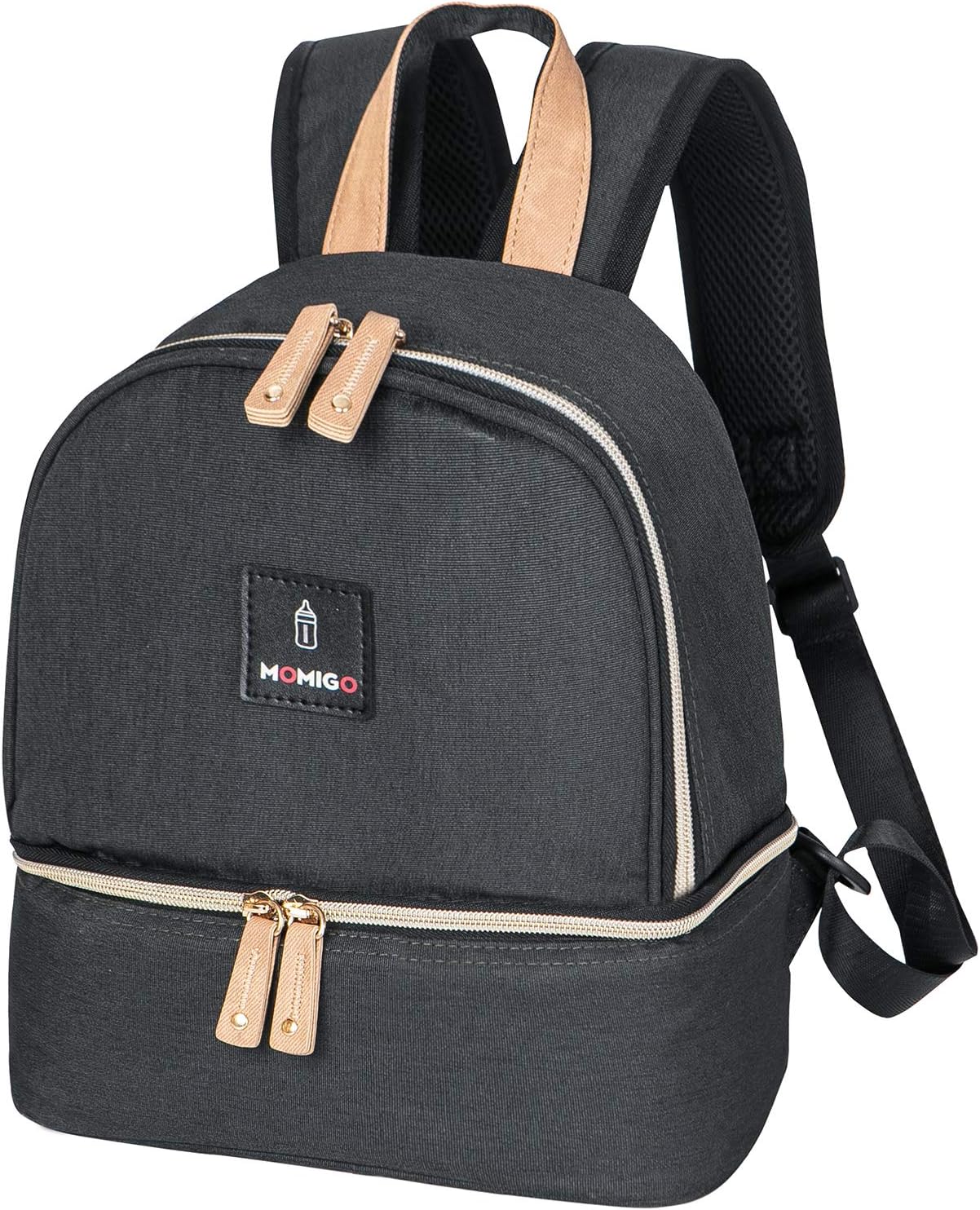 Breast Pump Bag Backpack - Cooler and Moistureproof Bag Double Layer for Mother Baby Bottle Breast Milk Pump Outdoor Working Backpack (Black)