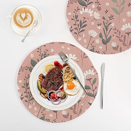 Miniatura 4 de 3 Pcs Trivet Hot Pad Pink Green White Floral Plants for Hot Dishes 15in Cotton Thread Weave Absorb Water Pot Holder for Hot Pot Farmhouse Kitchen