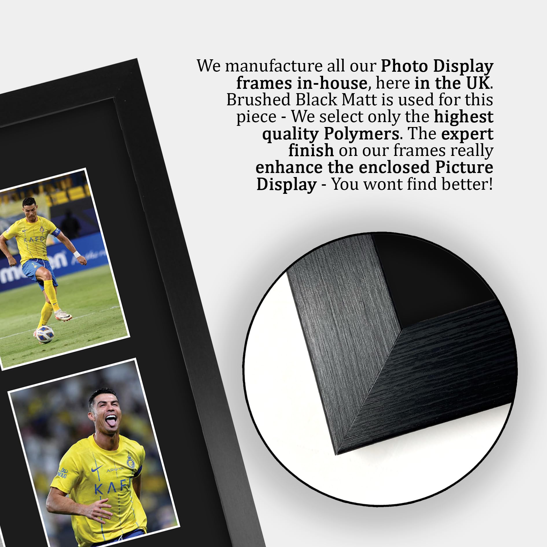 HWC Trading FR A3 Cristiano Ronaldo Al Nassr Gedruckte Memorabilien Signiertes Autogramm Fotodisplay für Fußball Anhänger und Fans - A3 Gerahmt