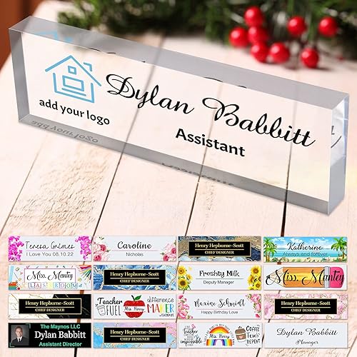 Placas de nombre de escritorio personalizadas para escritorio, placas de identificación acrílicas personalizadas para escritorio, bloque de placa