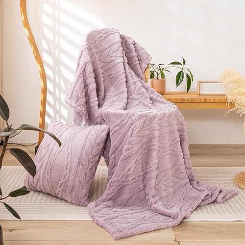 Miniatura 3 de YUSOKI - Cobija de vellón con diseño elegante en 3D, supersuave, acogedora y cálida, de felpa gruesa y esponjosa, para sofás, camas, sillas,