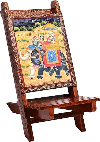Eurasia Silla plegable de madera pintada a mano de Mughal con la mano de la pintura real de la silla de la niñera