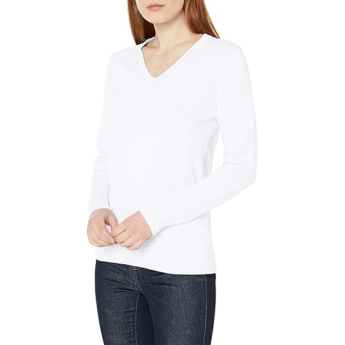Amazon Essentials Women's 100% Cotton Long-Sleeve V-Neck Sweater