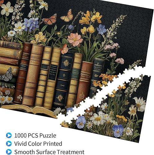 Miniatura 3 de Rompecabezas retro de flores silvestres para adultos de 1000 piezas, rompecabezas de páginas de flores silvestres, rompecabezas de libros vintage