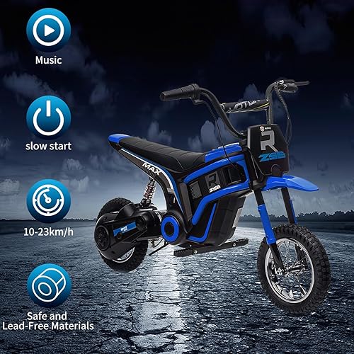 Miniatura 4 de Isobene Motocicleta eléctrica de 24 V para niños, motocicleta todoterreno para niños, de 8 a 12 años, velocidades de hasta 14.29 MPH, batería de