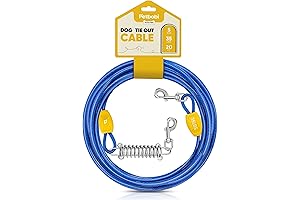 Petbobi 20ft Dog Tie Out Cable - Rust-Proof Dog Tether with Swivel...