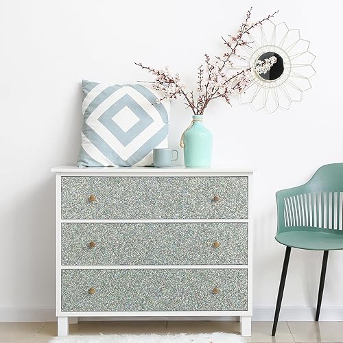 Vista 136 de CHIHUT Papel tapiz de contacto con purpurina plateada de 15.7 x 236 pulgadas, papel tapiz autoadhesivo con purpurina plateada, rollo de papel