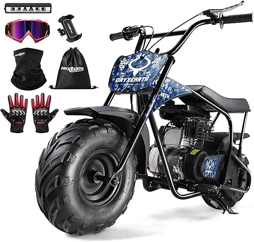 Miniatura 9 de Oryxearth Mini Bicicleta para Niños, 105CC 4-Tiempos Motocicleta de Gas Todoterreno de Bolsillo Pit Trail para Niños con Aprobación EPA, Hasta 28