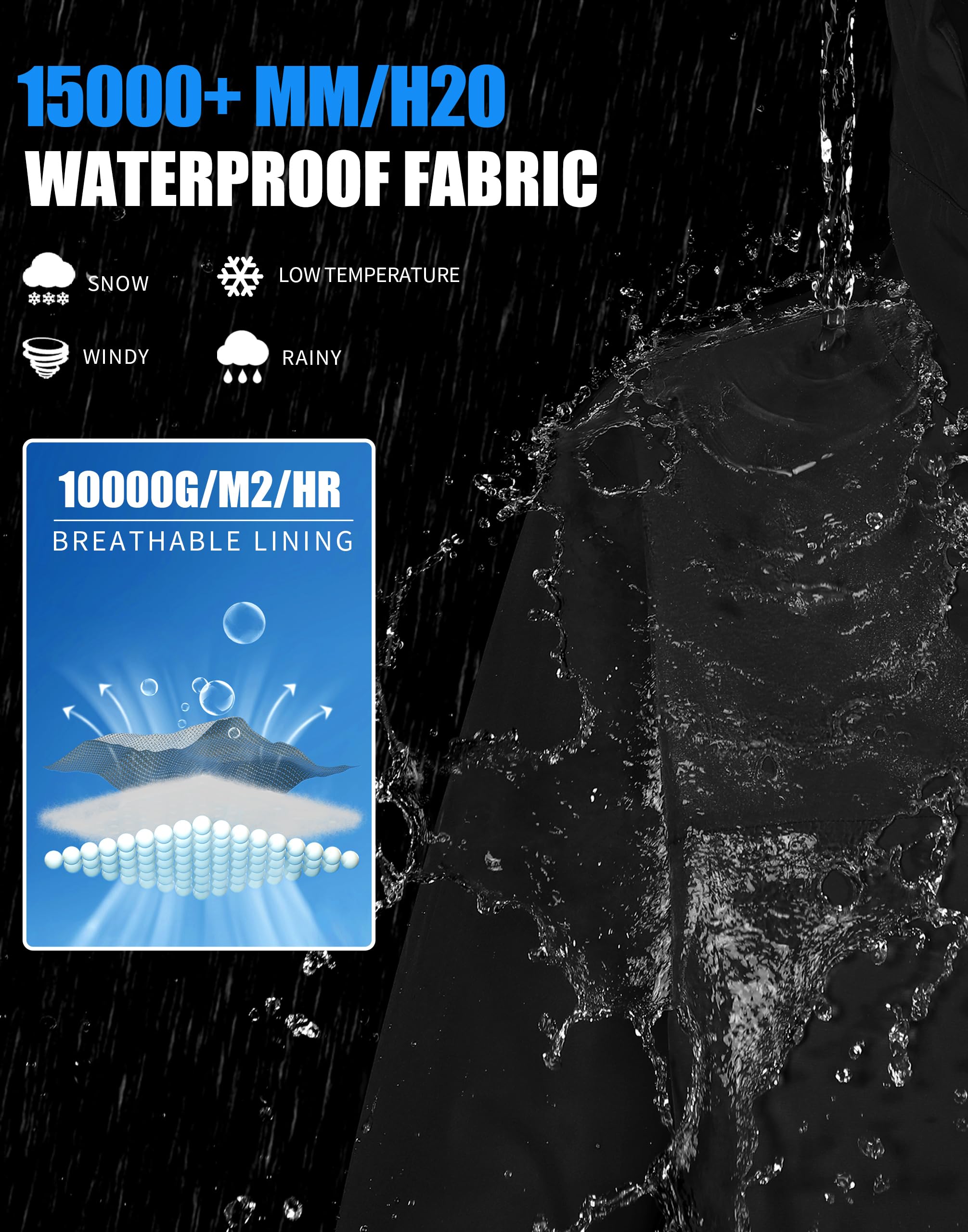 Giacca da sci da uomo, impermeabile, calda, traspirante, da snowboard, con cappuccio