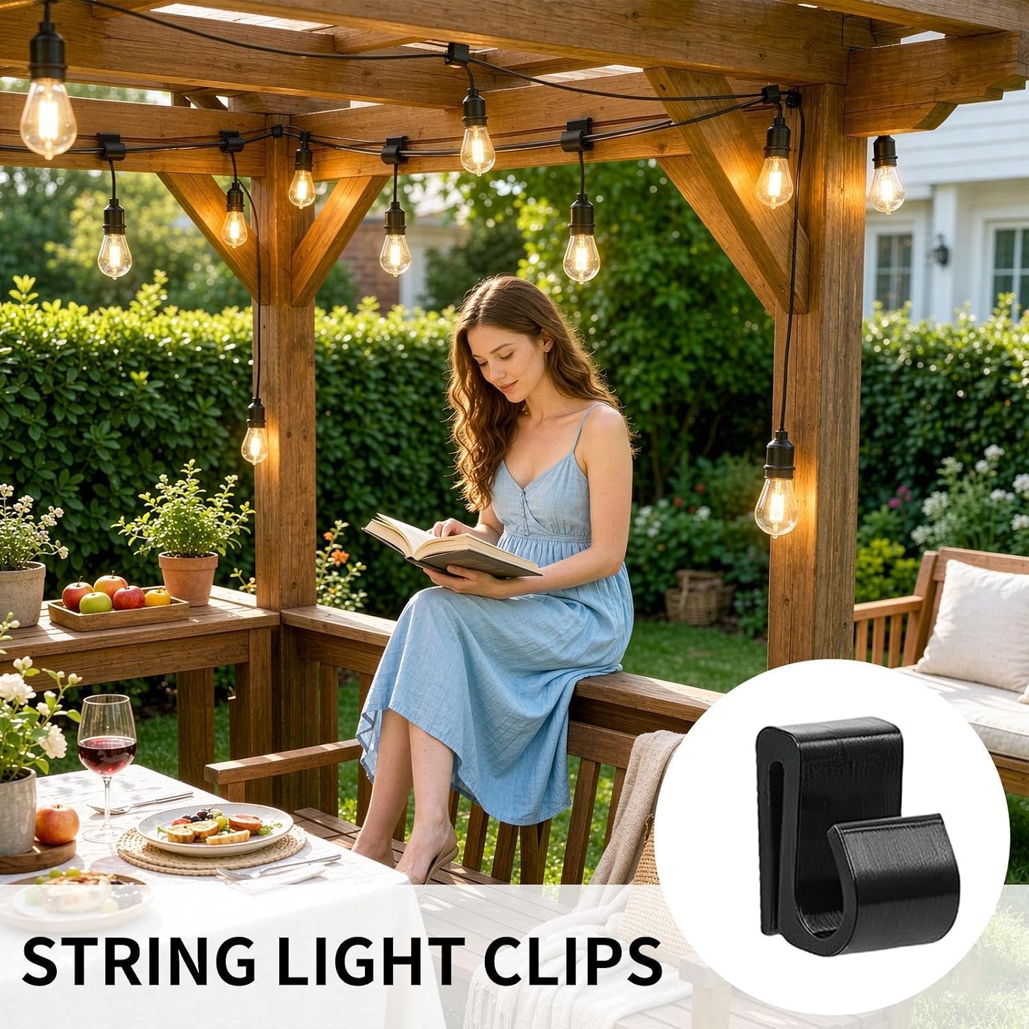 String Light Hooks - 35 Piece Pergola Lantern Clamps, No Drill Hangers