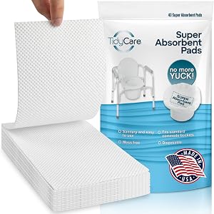 Disposable Bedside Commode Pads for Adult Portable Toilet Chair Bucket and Bedpan Value Pack of 40 Commode Pads