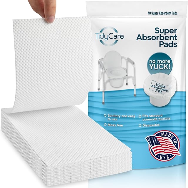 Disposable Bedside Commode Pads for Adult Portable Toilet Chair Bucket and Bedpan Value Pack of 40 Commode Pads