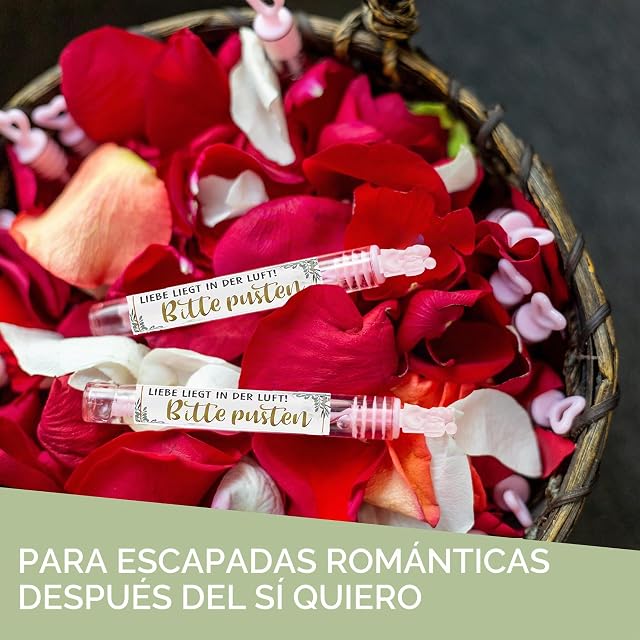 Foto 4 de 6 de Juego de 36 pompas de jabón para bodas de Nordstern - Líquido para pompas de jabón con asa de novia y novio