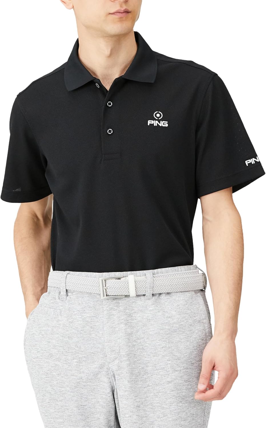 Amazon | [ピン アパレル] メンズ 半袖 ポロシャツ (ワンポイントロゴ  