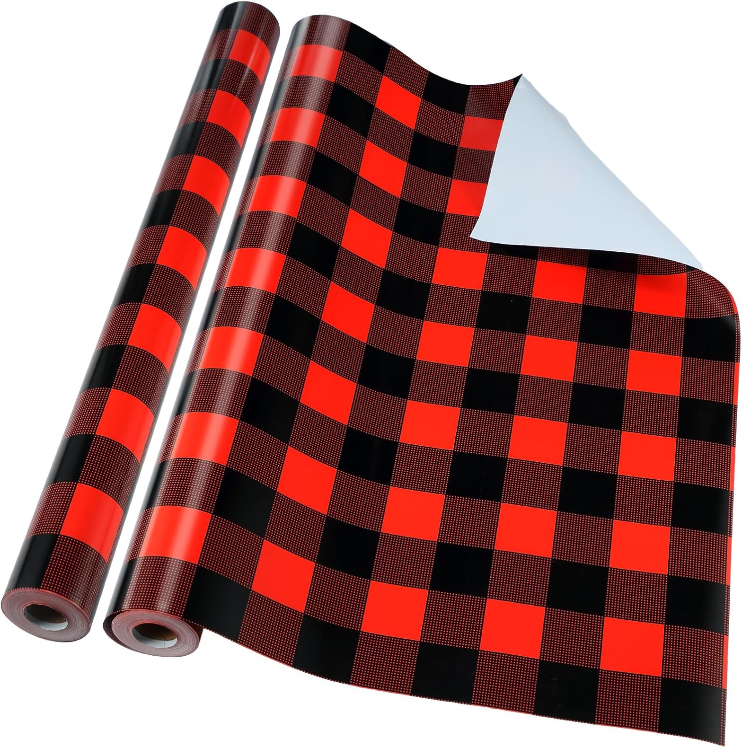 Tenceur Wrapping Paper Roll Bulletin Board Borders Paper Fade Resistant Decorative(24 Inch X 100ft,Red and Black Buffalo Plaid)