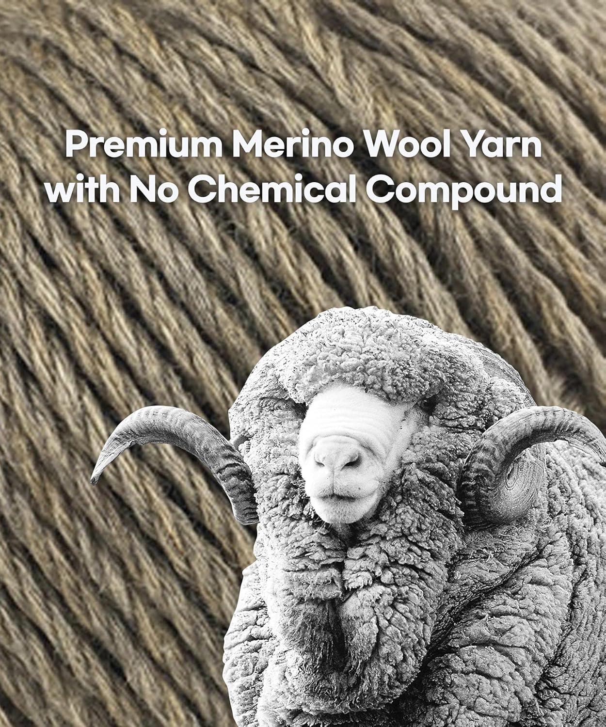 LaPace Premium 100% Fine Merino Wool Yarn, No Chemical, Plant Extract-Dyed, Eco-Friendly (Khaki)