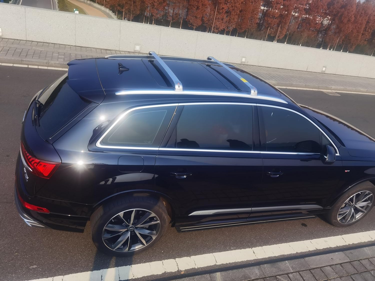 2PCS Stainless Steel Crossbar Fit for Audi Q7 2016-2025 Roof Luggage Cargo Heavy Duty Cross Bar Carrier Rack Rail Racks Chrome