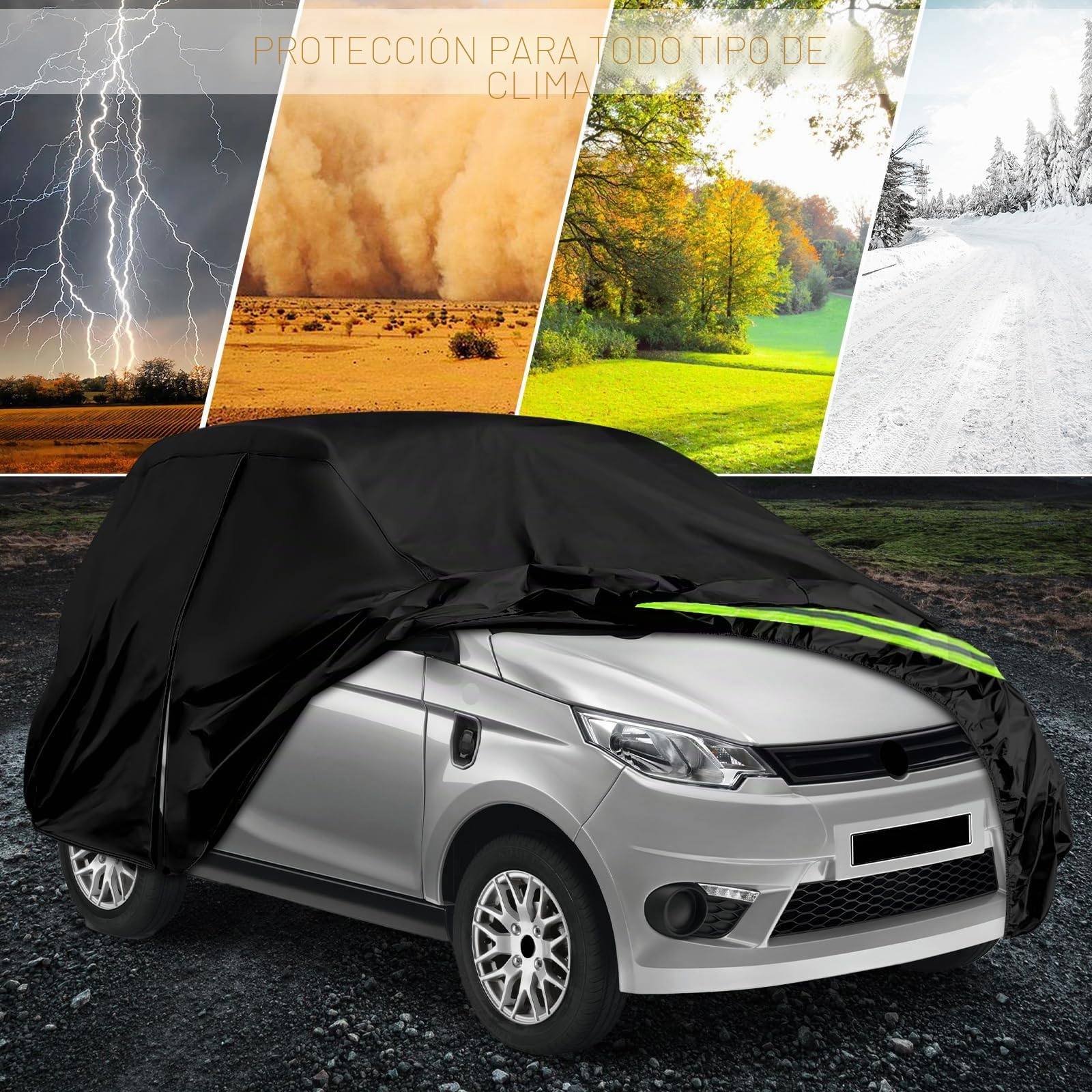 Cubierta del Automóvil Reemplazo para Aixam City/Coupe/MINAUTO/Crossover/Crossline 2007-2025, Lona del Automóvil Garaje Impermeable Garaje Tiras Reflectantes, Funda Coche Exterior Anti-UV
