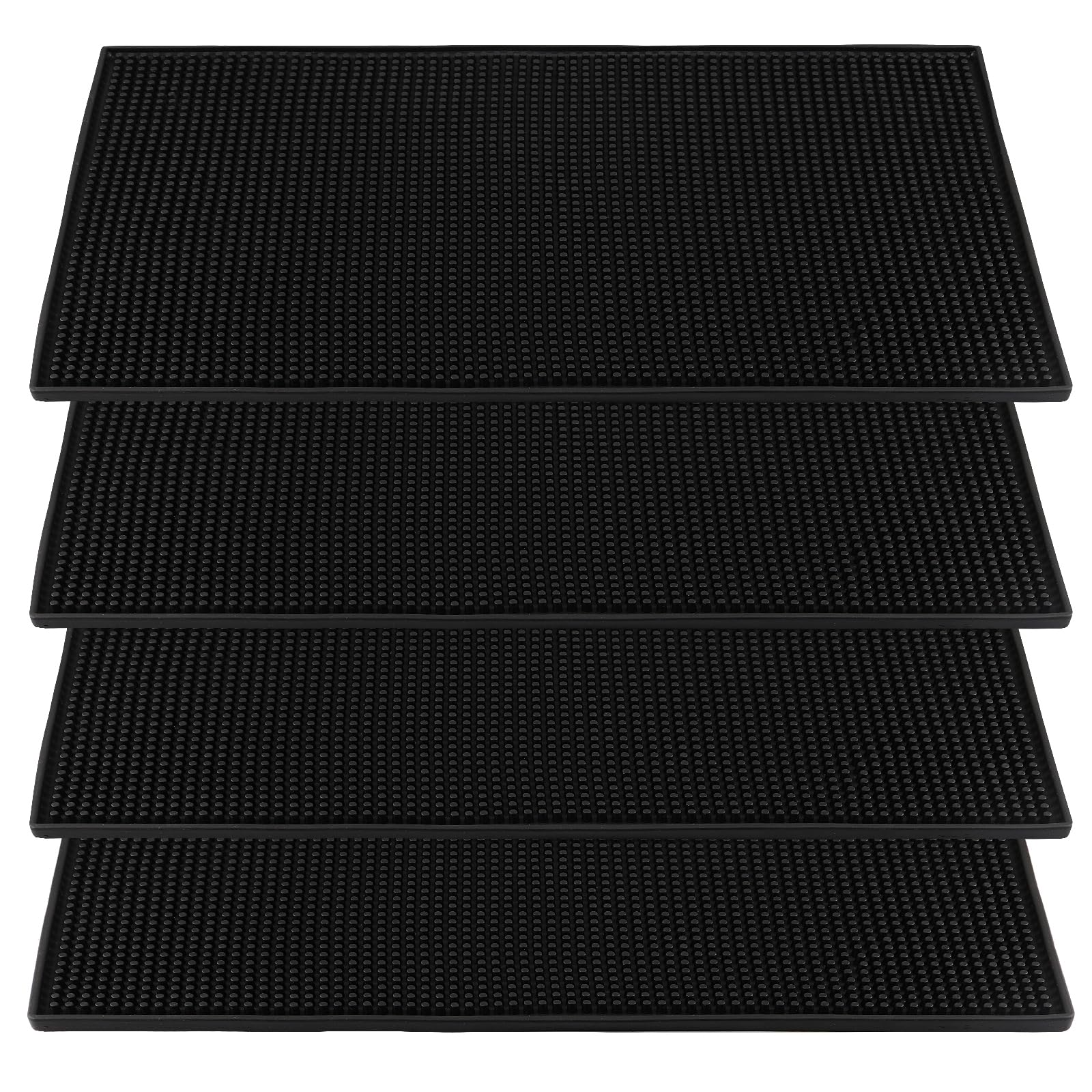 4 tappetini da bar in silicone, 15 x 30 cm, resistenti e antiscivolo, per cucina, bar, club, colore nero