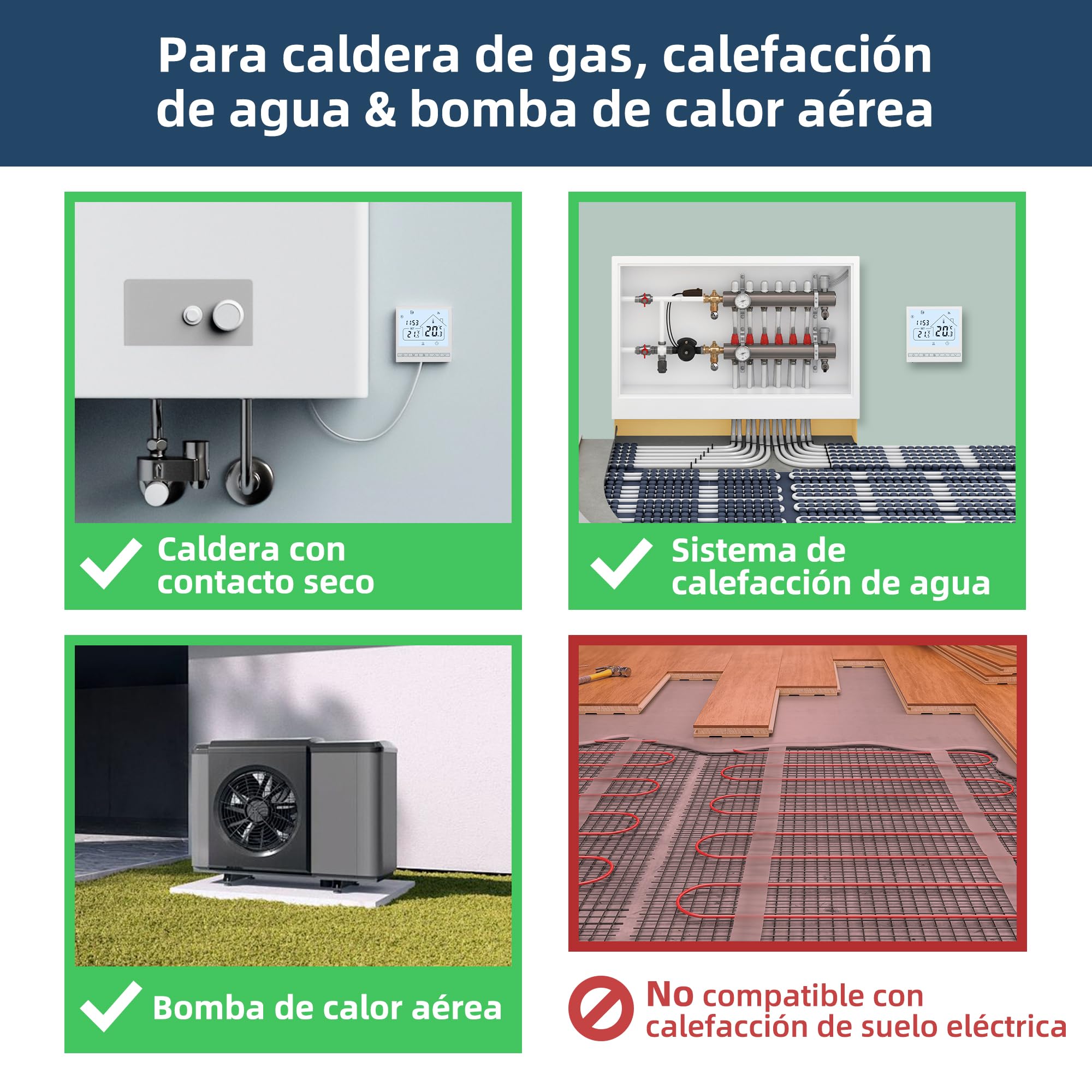 Beok Termostato Calefaccion WiFi para Caldera.Termostato con Alexa Control Vocal termostato Tuya Programable Inalámbrico Digital Inteligente para Calefacción Agua y Gas. 220V 2.4GHZ