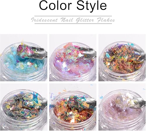 Miniatura 4 de QIMYAR 6 colores de sirena para arte de uñas, copos de purpurina de colores, copos de uñas de sirena, calcomanías de lentejuelas para uñas, arte de