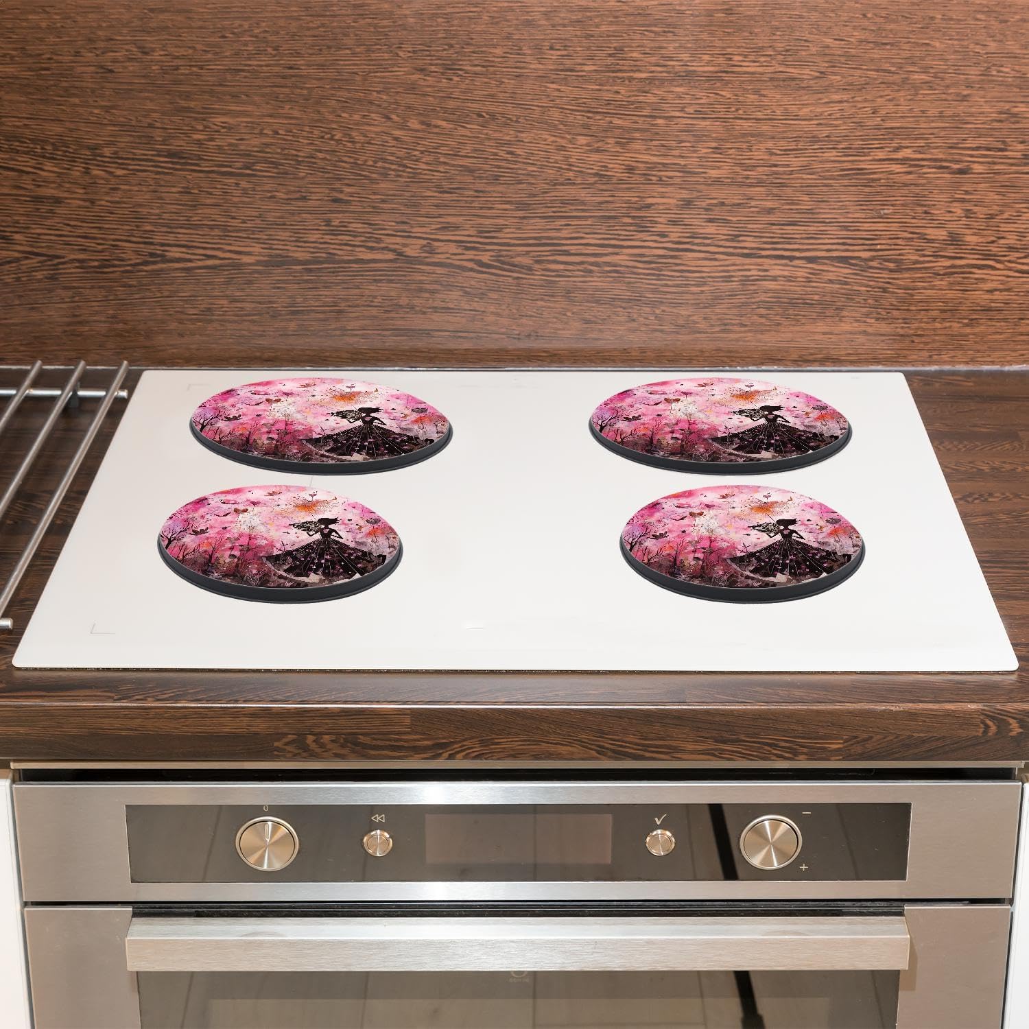 Butterfly Set of 4 Stove Burner Covers - Premium Round Electric Stove Range Protectors,8 IN & 10 IN