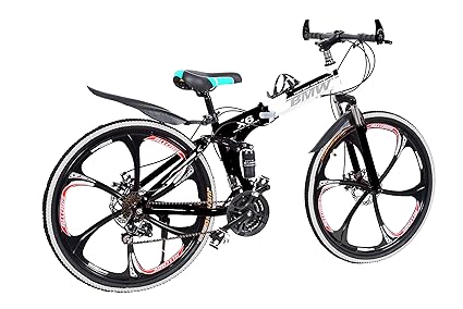NURAKSH Foldable Sports MTB 6 Spoke Alloy Wheel Cycle/Bike with 17 INCH ALLUMINIUM Frame|21 Spead Gear|with Disc Break|Ideal for Unisex Adult(Black)