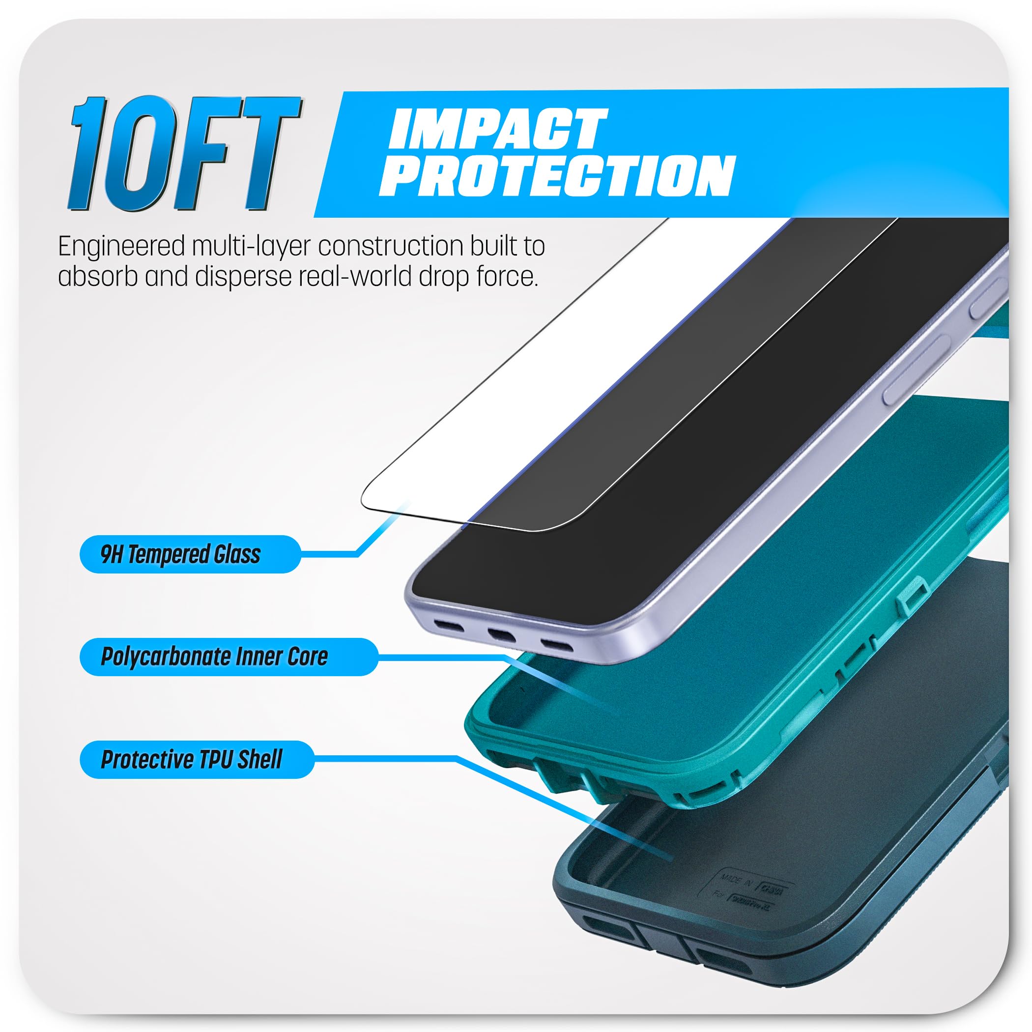 Encased Custodia magnetica per Google Pixel 11 Pro XL con clip da cintura | Protezione a doppio strato • Pellicola protettiva in vetro temperato • Compatibile con PixelSnap • Blu