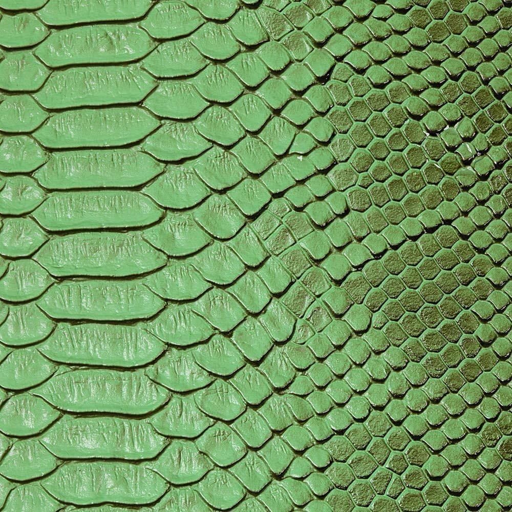 luvfabrics Green Faux Viper Sopythana Snake Skin Vinyl Fabric - Sold by The Yard - 52