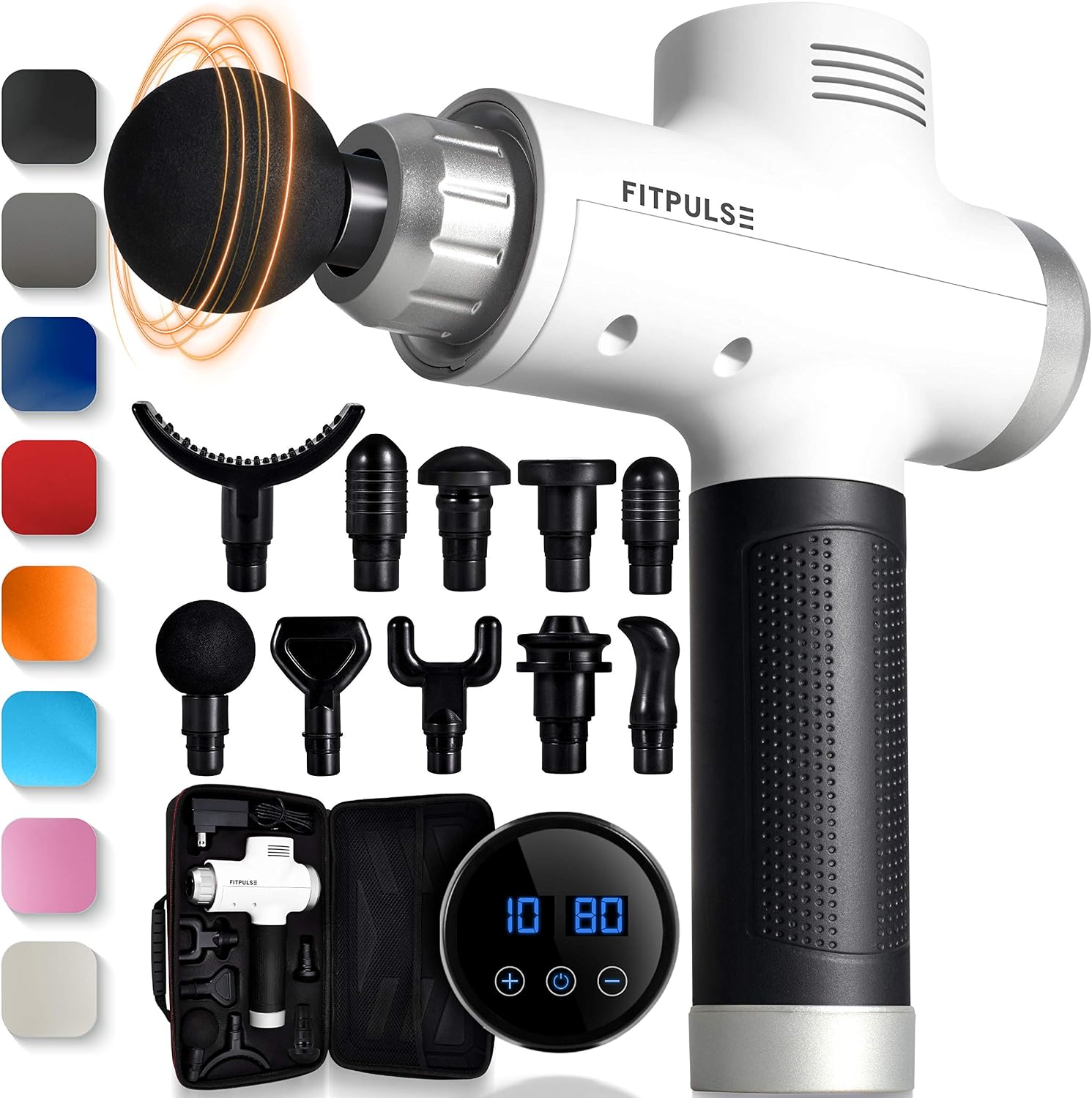 Muscle Massage Gun for Athletes - Percussion Massager Deep Tissue Massager Percussion Massage Gun Massagers for Muscles Handheld Deep Tissue Massage Gun Deep Muscle Massager Gun Muscle Gun White