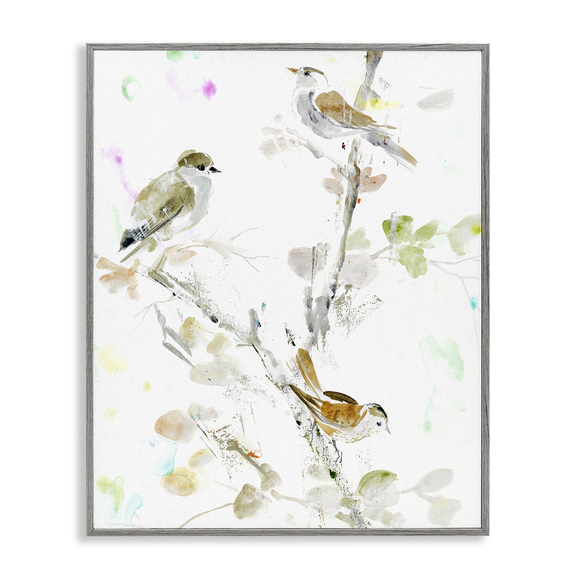 Stupell Industries 'Delicate Feathers Trio', Framed Giclee Art, Gray, 24 x 30 Inches, Easy to Hang and Sturdy, Made in USA, by Lorenzo Collective
