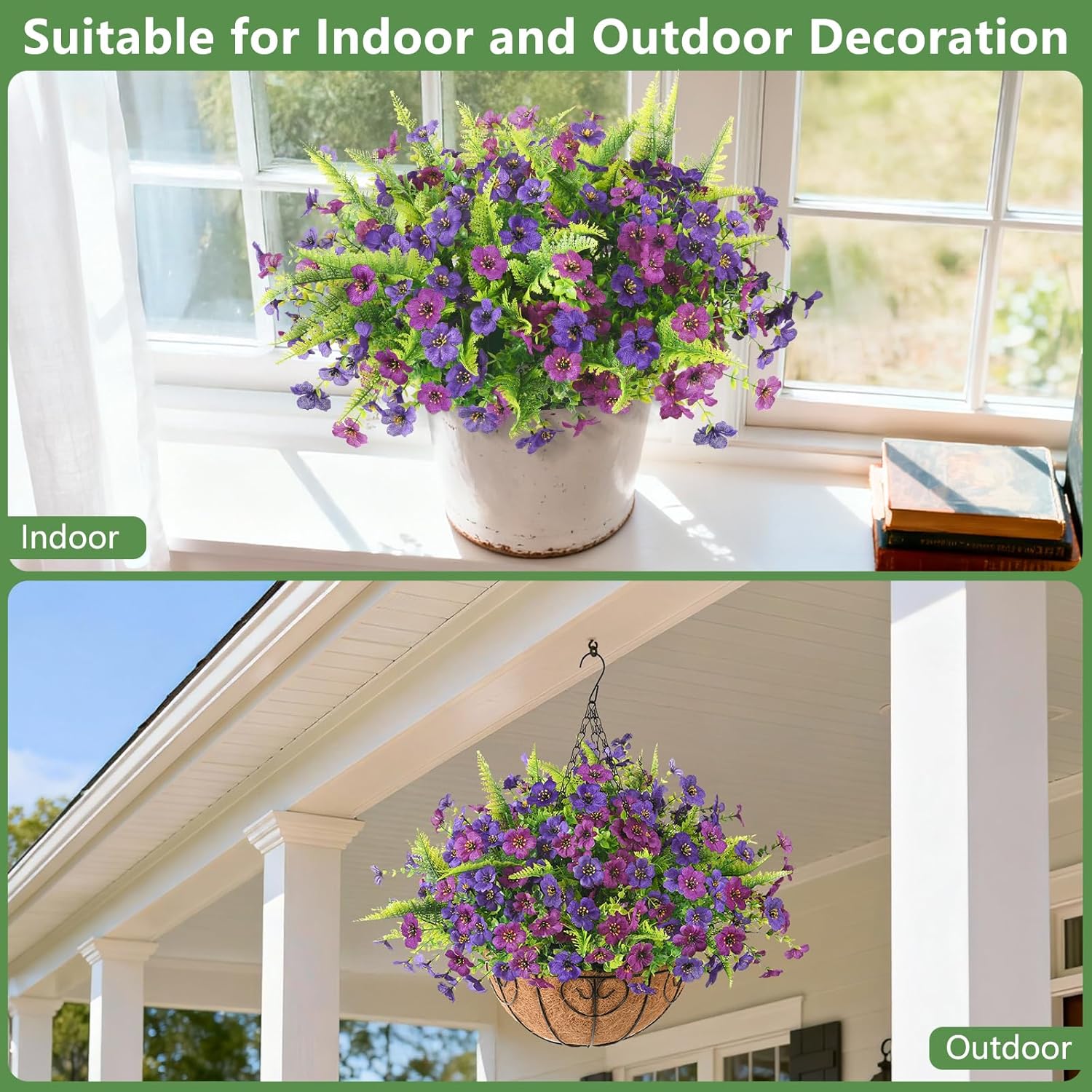 Artificial Flowers for Outdoors, 12 Bundles Multicolor Silk Fake Flower with Ferns for Spring Summer Decoration, UV Resistant Artificial Outdoor Faux Plants for Home Planter Porch Patio Yard Decor - Image 9