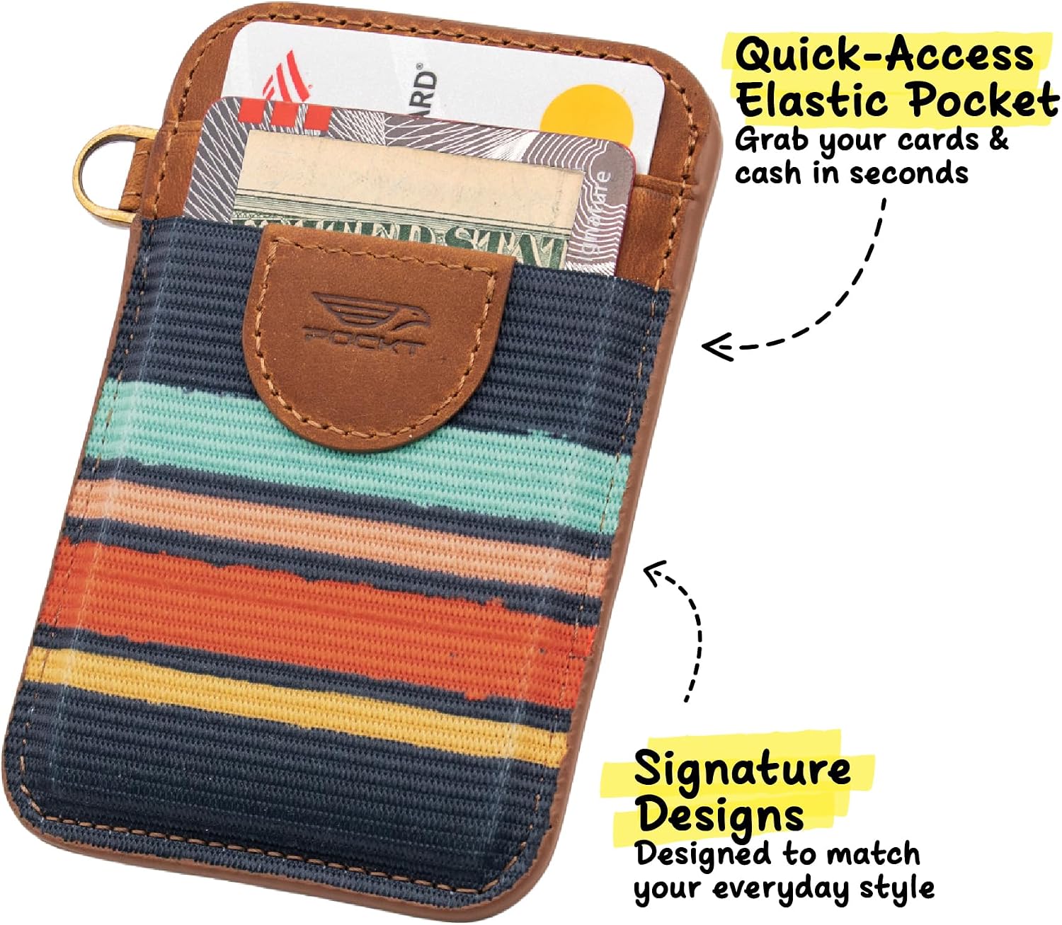 POCKT Slim Card Holder Wallet For Men and Women - Minimalist Front Pocket Wallet Elastic Credit Card Holder Genuine Leather RFID Blocking Card Case Wallets | Cali