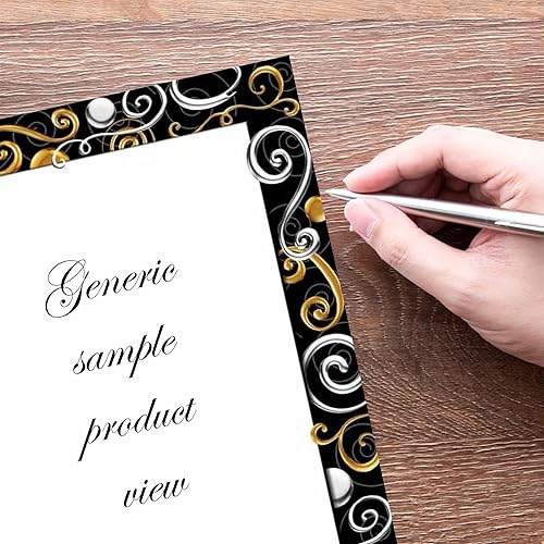 Miniatura 3 de Membrete con forma de remolinos dorados y plateados, papel para impresora de inyección de tinta y láser, paquete de 100 papel de diseño de bordes