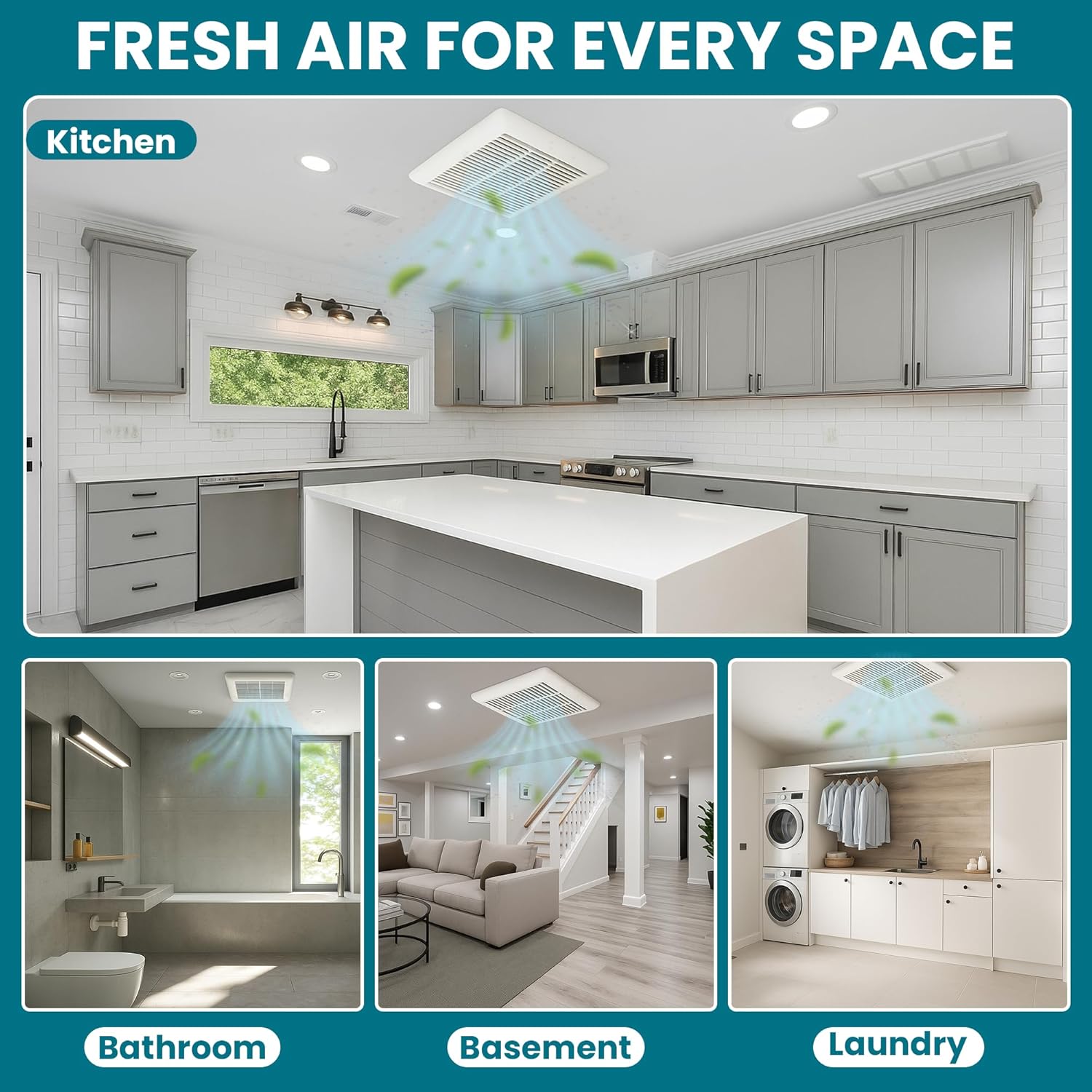 Bathroom Exhaust Fan 70 CFM Super Quiet 40dB 2 Sone, Corrosion Resistant Bathroom Fan, Shower Tub, Easy Install Bathroom Attic Vent Fan with 3-Inch Duct Outlet